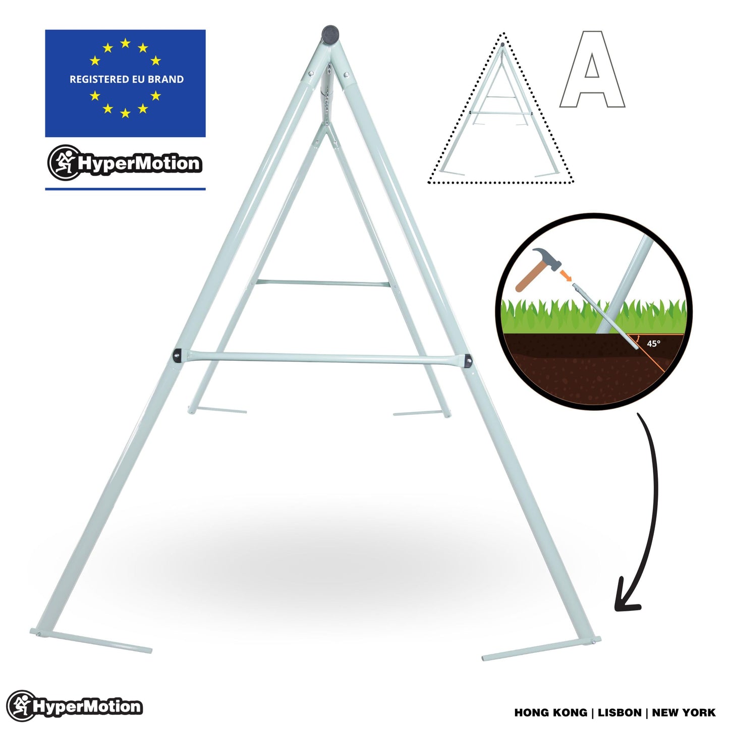 HyperMotion Garden Swing Set with Nest & Classic Seat - Sturdy A-Frame Design, 200kg Load Capacity - Weather-Resistant Steel Frame & Adjustable Ropes - Safe Outdoor Play Equipment for Kids & Parents