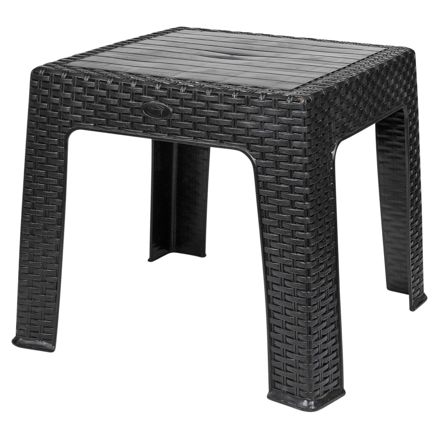 URBNLIVING Rattan Design Wicker Coffee Table Bistro Outdoor Plastic Garden Patio Furniture (Black)