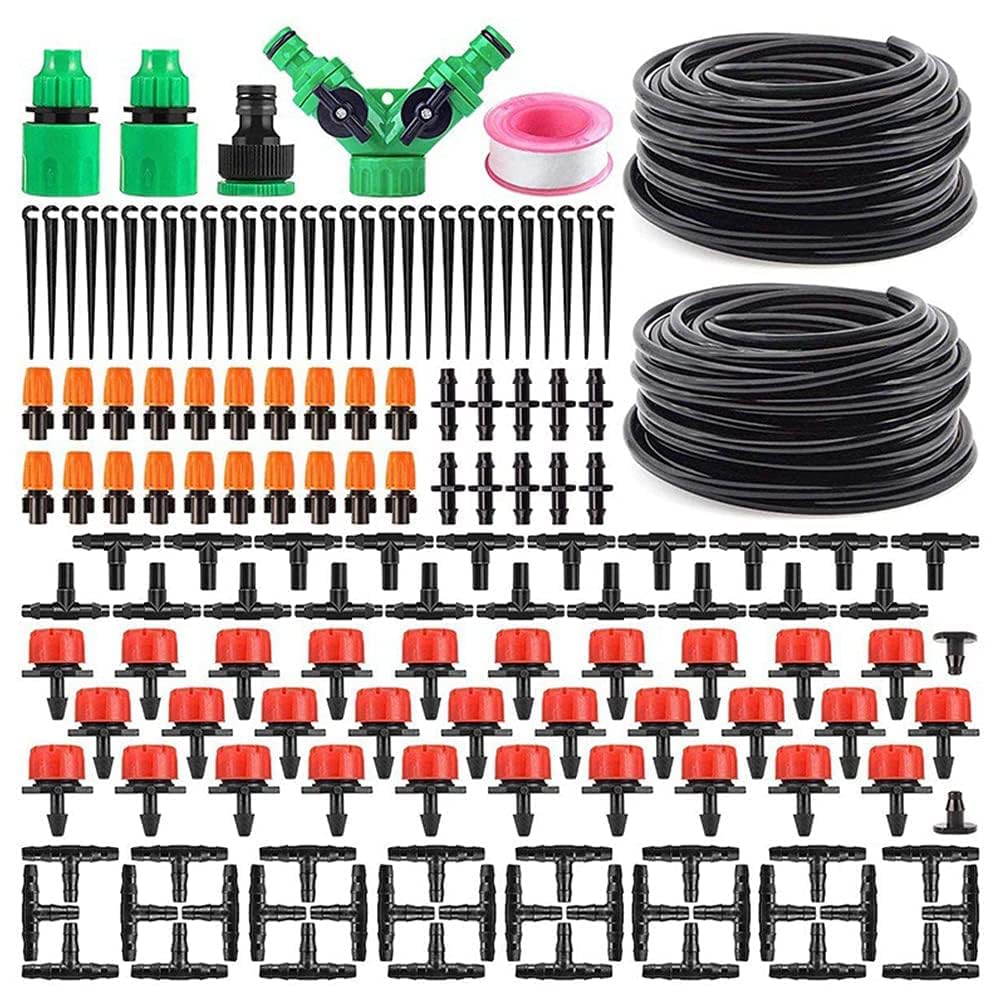 30m Garden Drip Irrigation Kits, DIY Plant Watering Kit Automatic Irrigation System with Adjustable Nozzle Sprayer and Dripper Automatic for Lawn, Garden, Patio