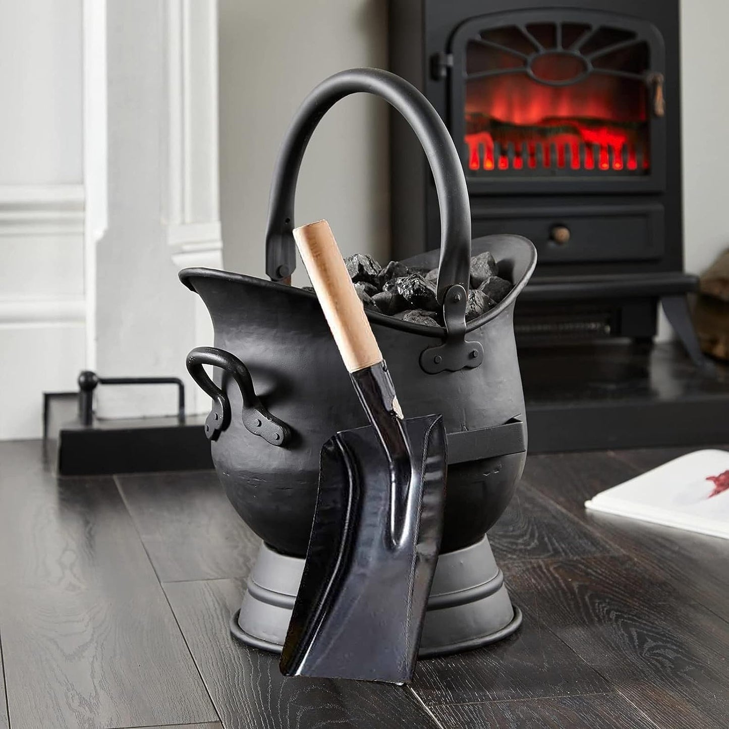 SDMAX Heavy Duty Coal Shovel With Comfortable Wooden Handle - Versatile Metal Ash Shovel For Fireplace Cleaning, BBQ, Garden, Multi-Purpose, Durable Build, Home Supplies