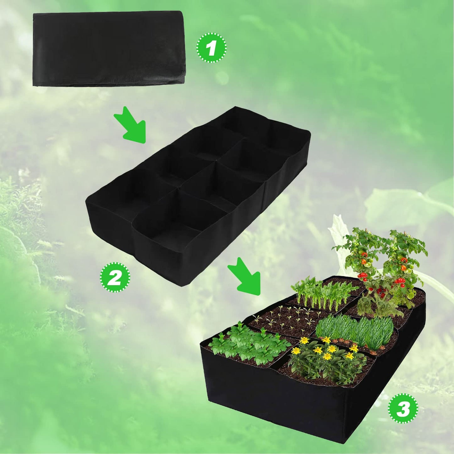 Fabric Raised Beds For Garden 6X3X1Ft, Plant Flower Grow Bag Extra Large Vegetable Planting Bags, Vegetable Planting Container 8 Grids Outdoor Garden Grow Bags For Vegetables Flowers Garden (01)