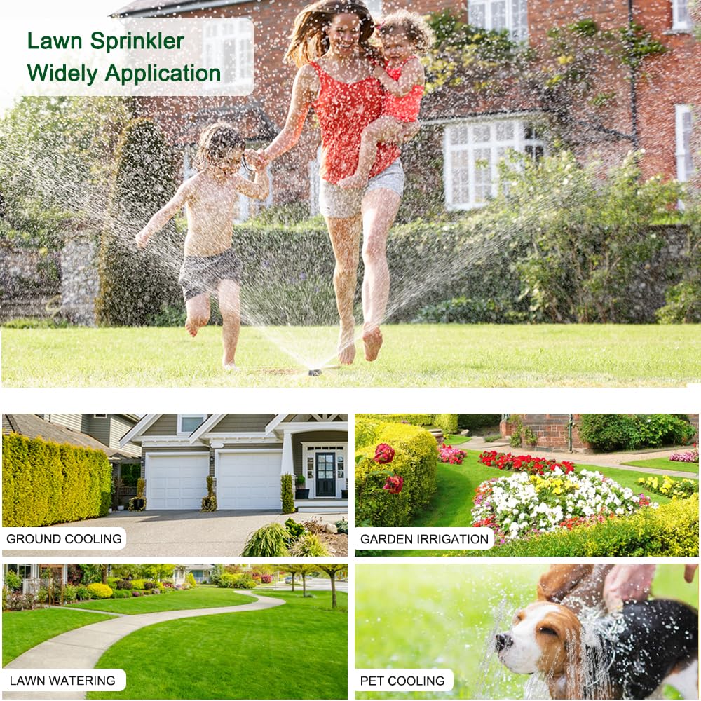 FANHAO 2 Pack Metal Lawn Sprinkler for Yard, Automatic Garden Sprinkler Heavy Duty Lawn Irrigation System, 360 Degree Small to Medium Area Coverage for Lawn Grass Patio Garden Irrigation
