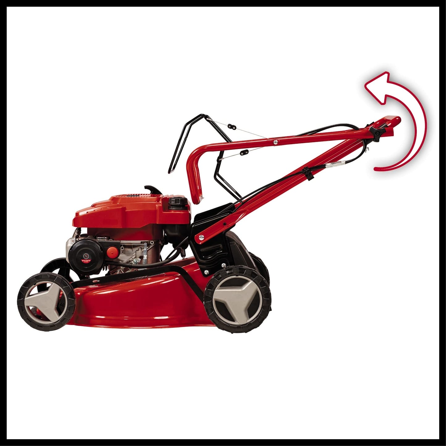 Einhell Self-Propelled Petrol Lawn Mower - 46cm Cutting Width, 4-Stroke Engine, 50 L Grass Box, 9 Cutting Height Levels - GC-PM 46/5 S Powerful Cordless Lawnmower For Large Gardens Up To 1400m²