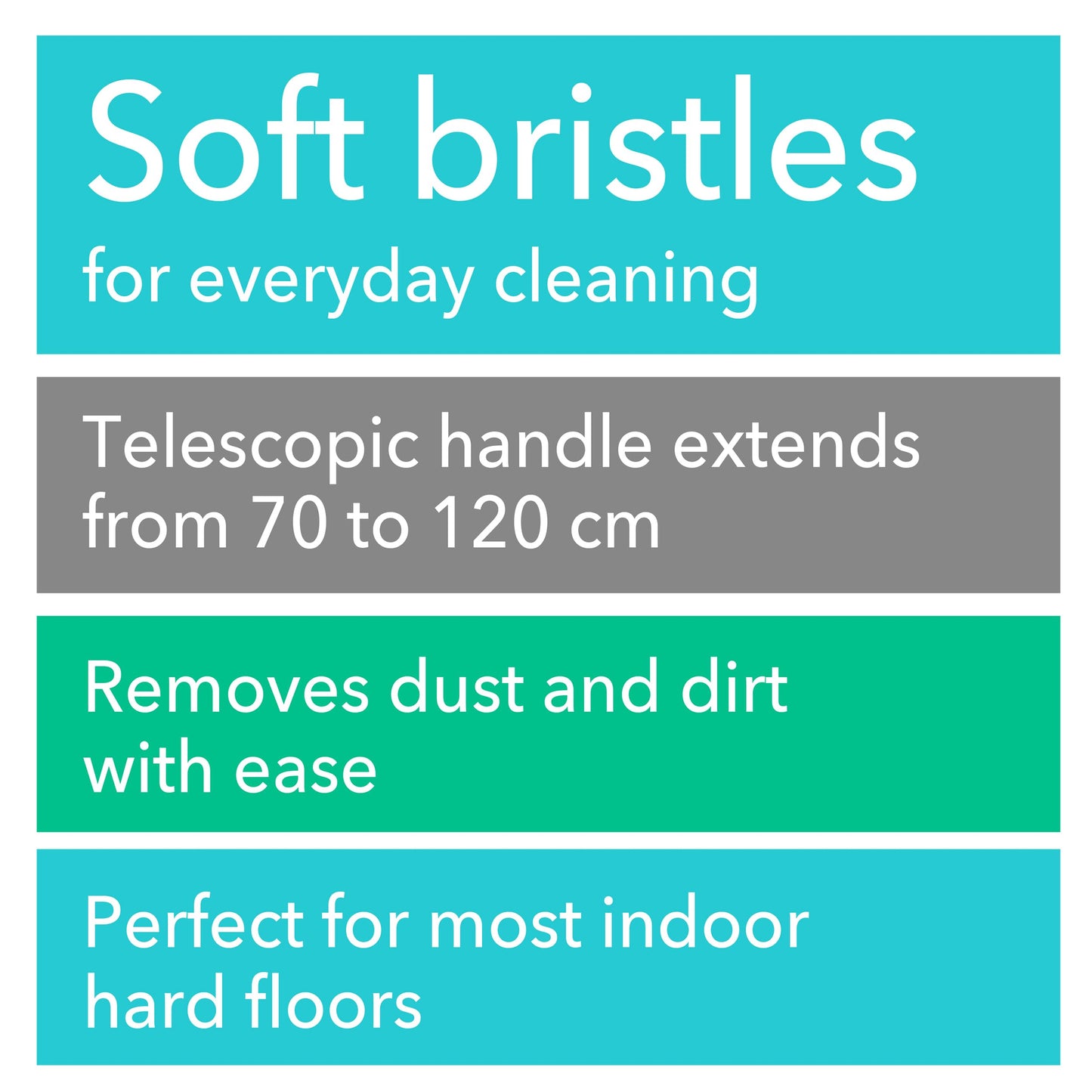 Beldray LA071199UFFEU7 Anti-bac Extendable Broom – Sweeping Brush with Soft Non-Scratch Bristles, 1.2 Metre Telescopic Handle, Treated with Anti-Bacterial Protection, Suitable for Most Hard Flooring