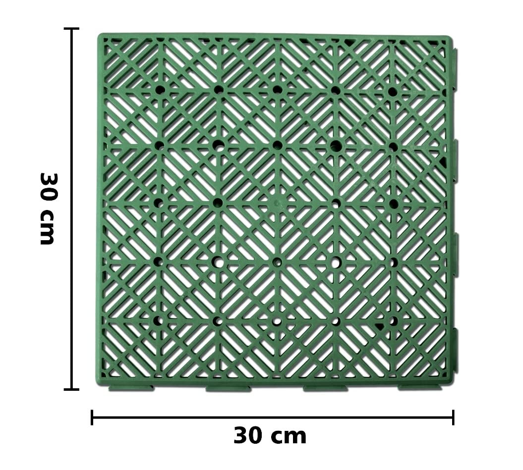 ADEPTNA Interlocking Easy Click Plastic Garden Deck Tiles Nonslip Path Floor Lawn Paving Patio – Durable non-slip Design (10 PACK GREEN)
