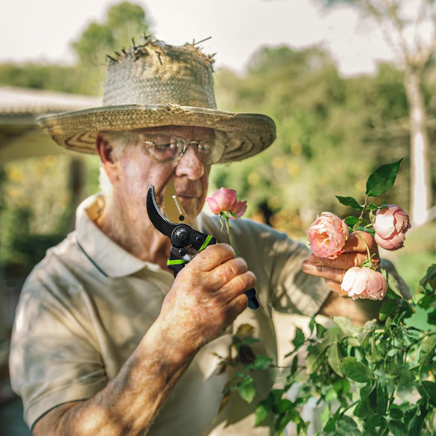SYEONKOS Secateurs, with Spare Blade&Spring, Premium Titanium Garden Pruning Secateurs Soft Handle Gardening Scissors, Professional Hand Pruners