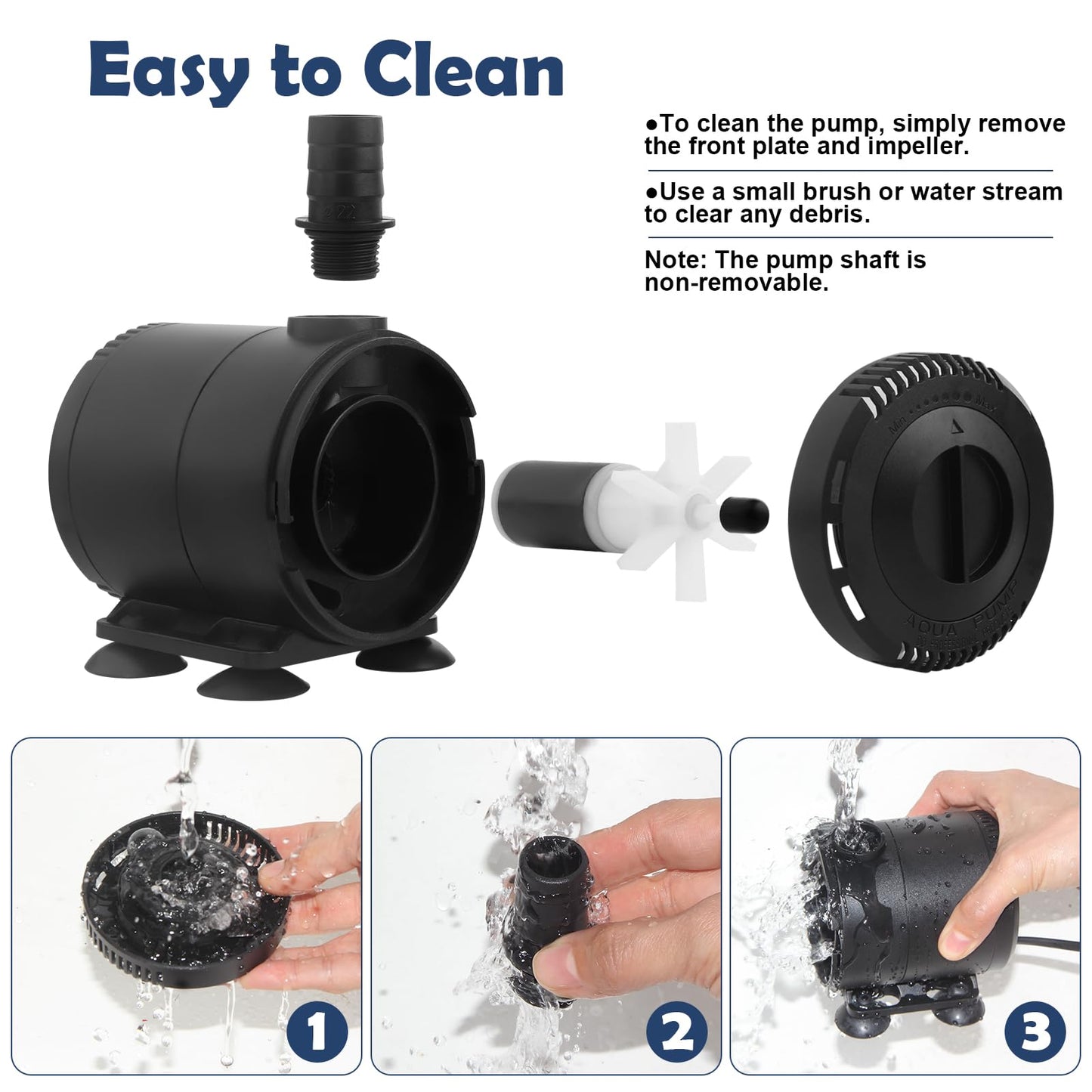 BAITAI Submersible Water Pump, 2000L/H 35W Ultra Quiet Aquarium Water Pump with Flow Control and Dry-Run Protection, Fountain Pump for Fish Tank, Pond, Hydroponics, and Water Features with 4 Nozzles