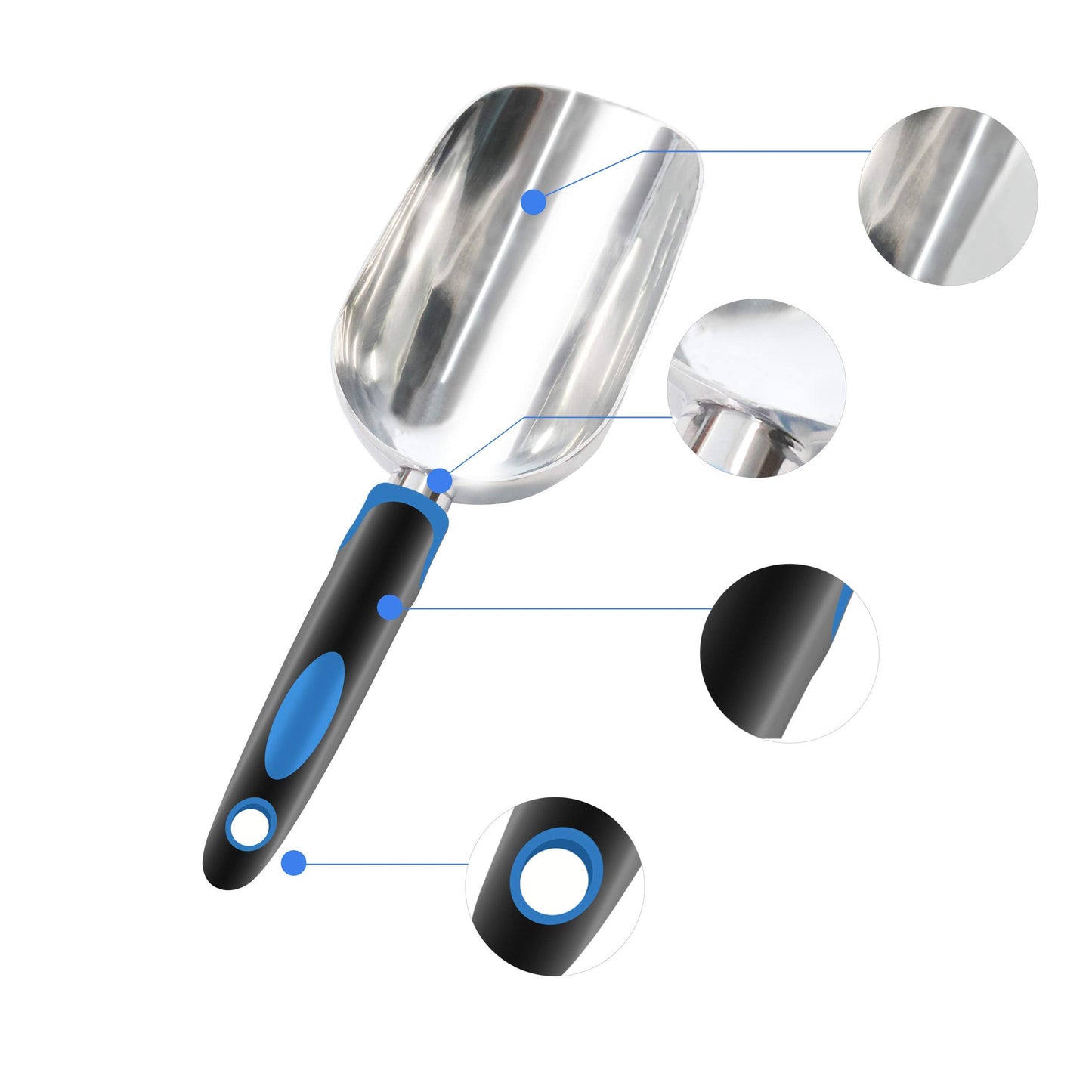 Sinoer Garden Scoop Soil Garden Spade Trowel, Soil Scoop - Extra Large Aluminum Gardening Scoop for Soil, Fertilizer, Feed Scoop - Double Size Moves 2X Volume - Bend-Proof - Comfort Grip Handle