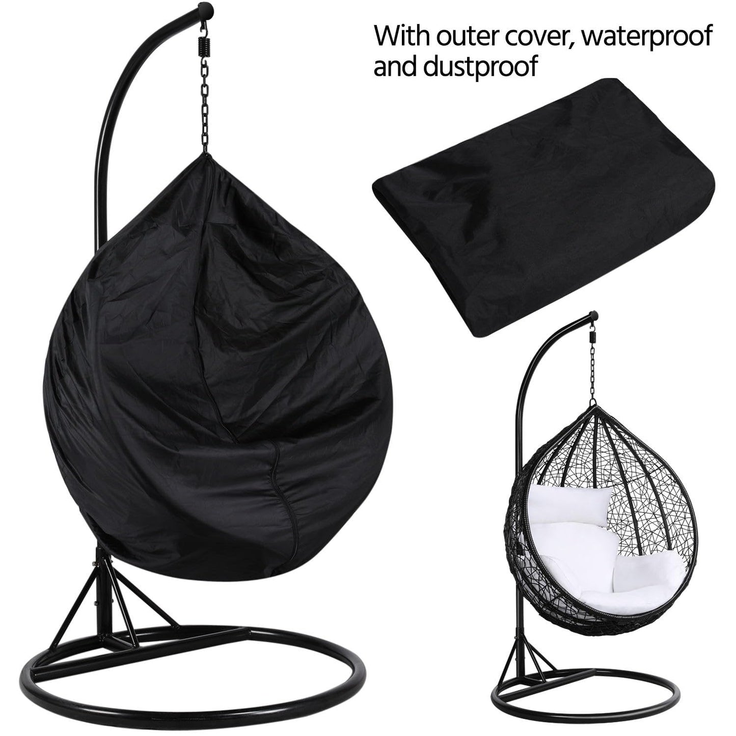 Yaheetech Rattan Swing Chair Garden Patio Hammock Chair Hanging Chair With Cushion Outdoor & Indoor Black