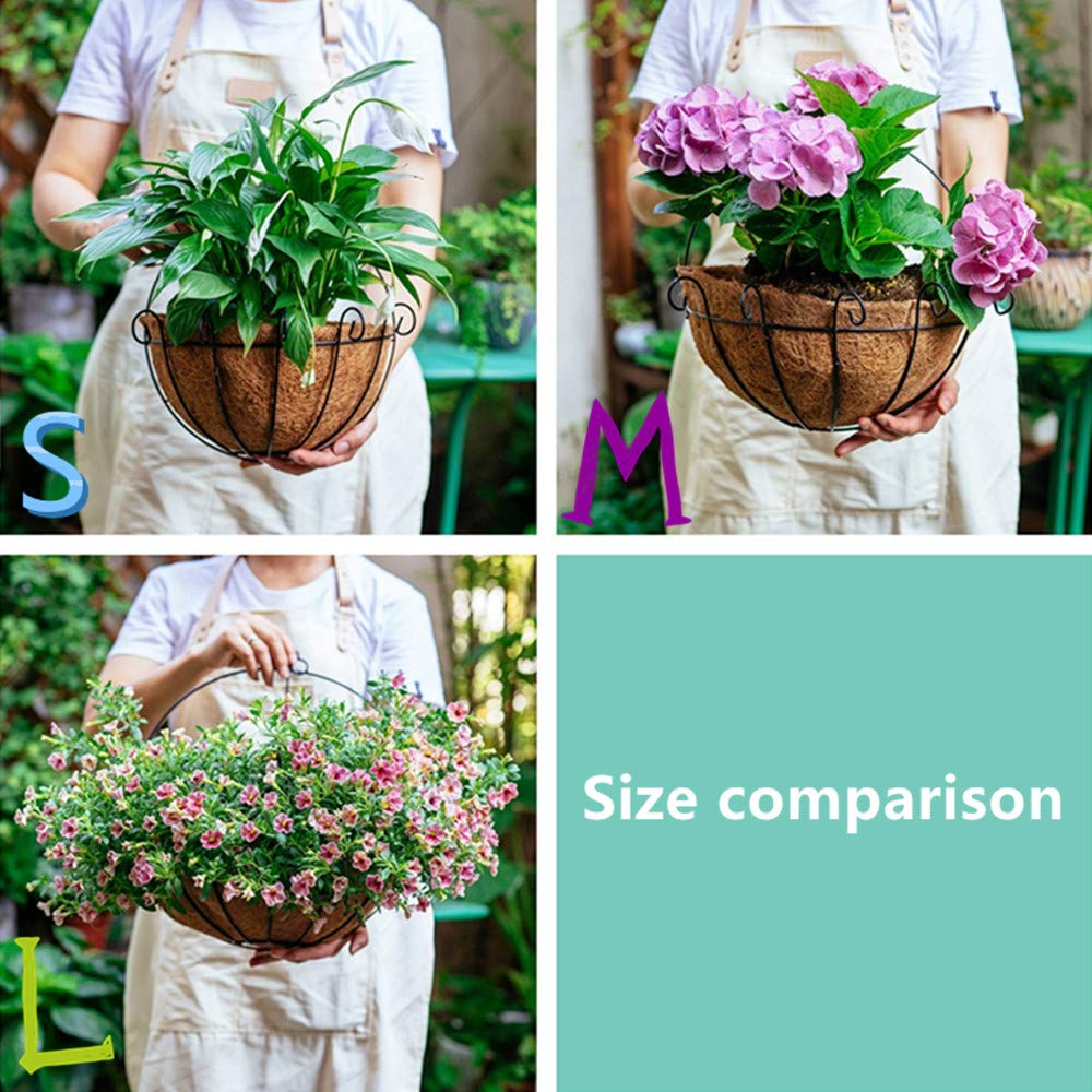 NUPTIO 2 Pcs Wall Planter Outdoor Hanging Wall Planters Wire Artificial Hanging Baskets for Plants Outdoor Hanging Pots for Plants with Hanging Basket Liner, Flower Pot Hanger Hanging Basket Holder