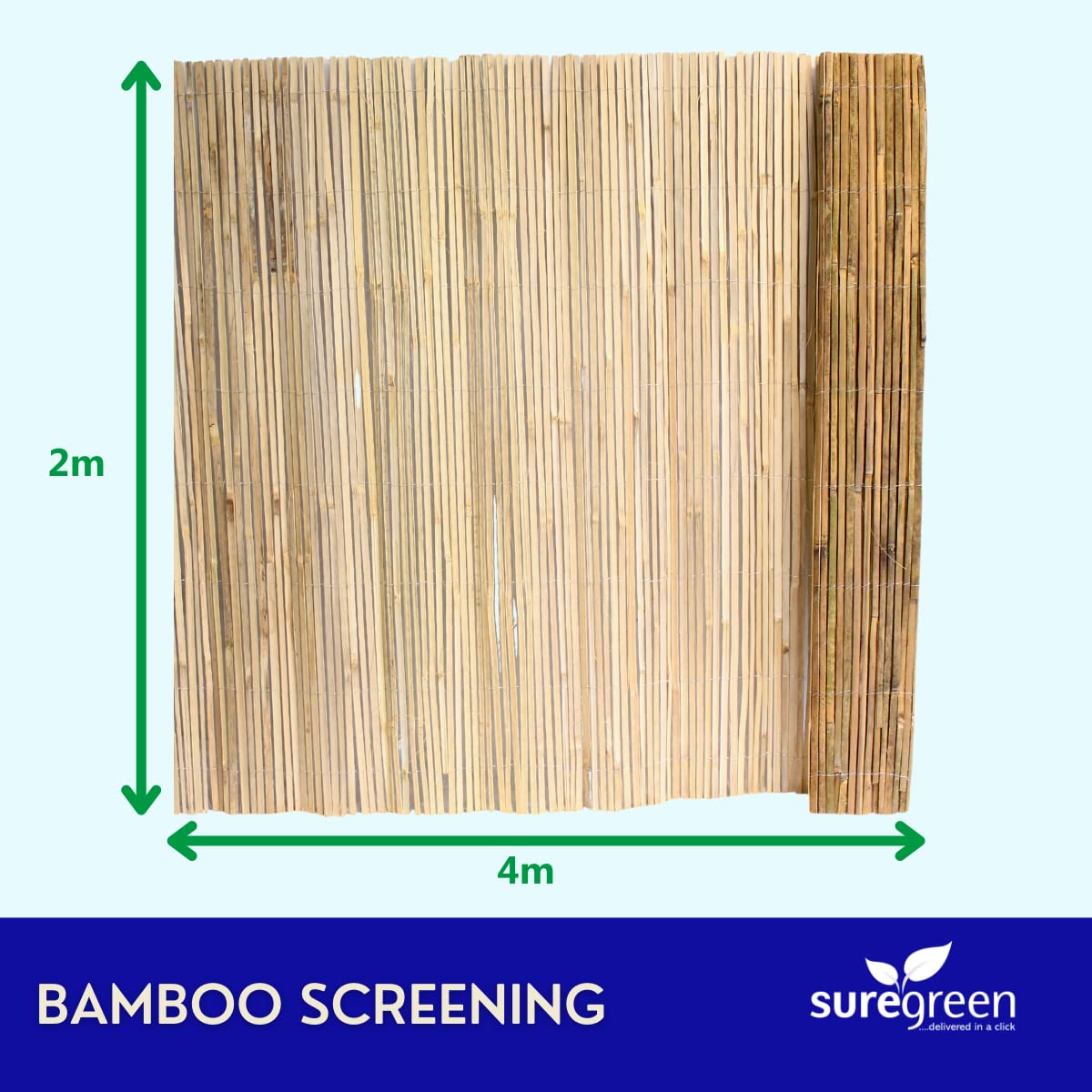 Suregreen Natural Bamboo Strong Garden Screening for Privacy and Outdoor Fencing | 2m x 4m