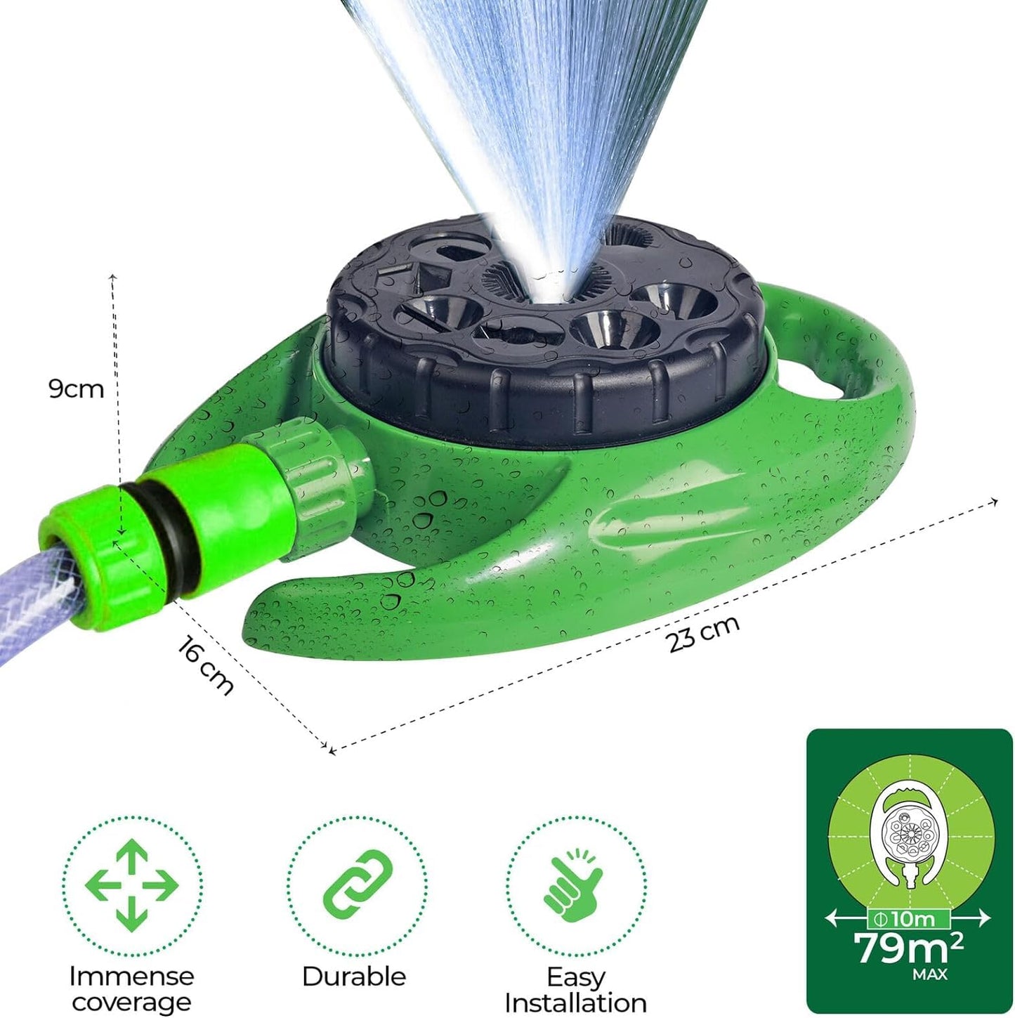 MantraRaj Garden Sprinkler 360° Rotating Sprinkler System 9 Function Watering Lawn Large Coverage Automatic Sprinklers for Lawn Plants Veggies Green Garden Water Sprinkler For Lawn, Gardens, Trees