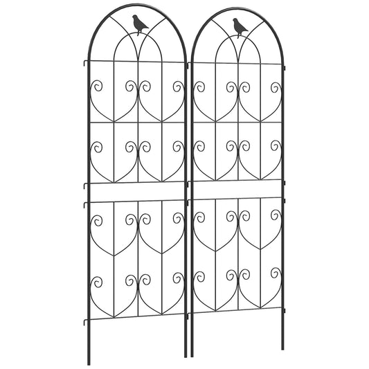 Outsunny Set of 2 Metal Garden Trellis, Decorative Trellis Panels for Climbing Outdoor Plants, Vegetables, Vines, Flowers, 150 x 50cm