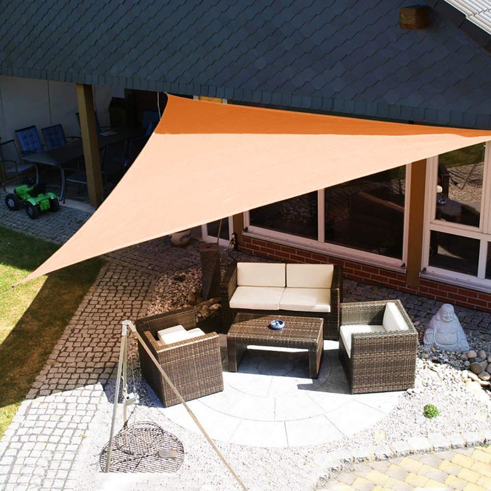 INHDBOX Triangle Sun Sail Shade Awning Canopy 4x4x4m, Waterproof Sunscreen Anti-UV Sun Sail with Free 3 * 2m Rope, Perfect for Outdoor Garden Patio Party