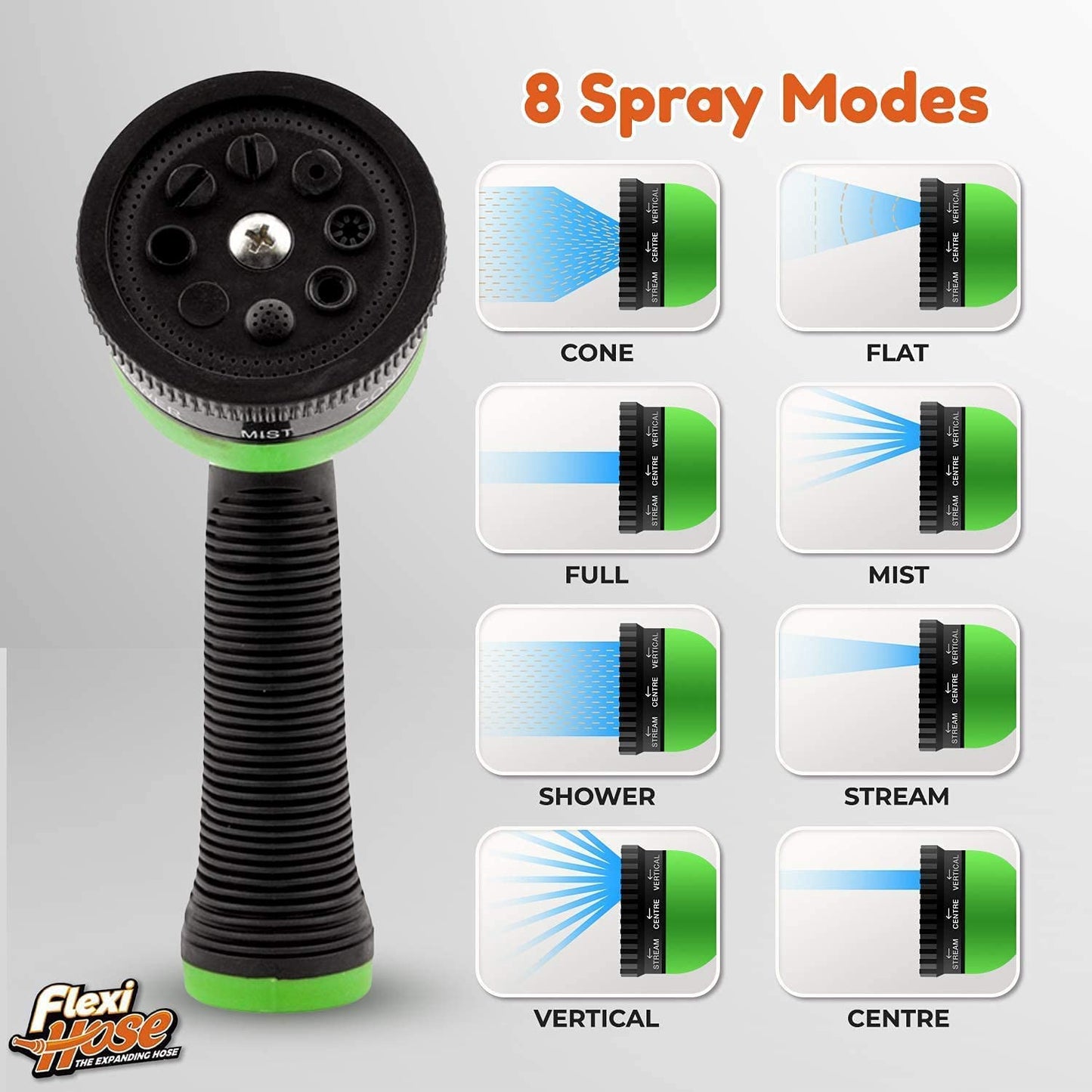 Flexi Hose Expandable Garden Hose - 100FT Heavy Duty Water Hose, Retractable Hose with 2cm Brass Fittings - Expandable Hose Design Includes Spray Nozzle (Black 30 Metres)