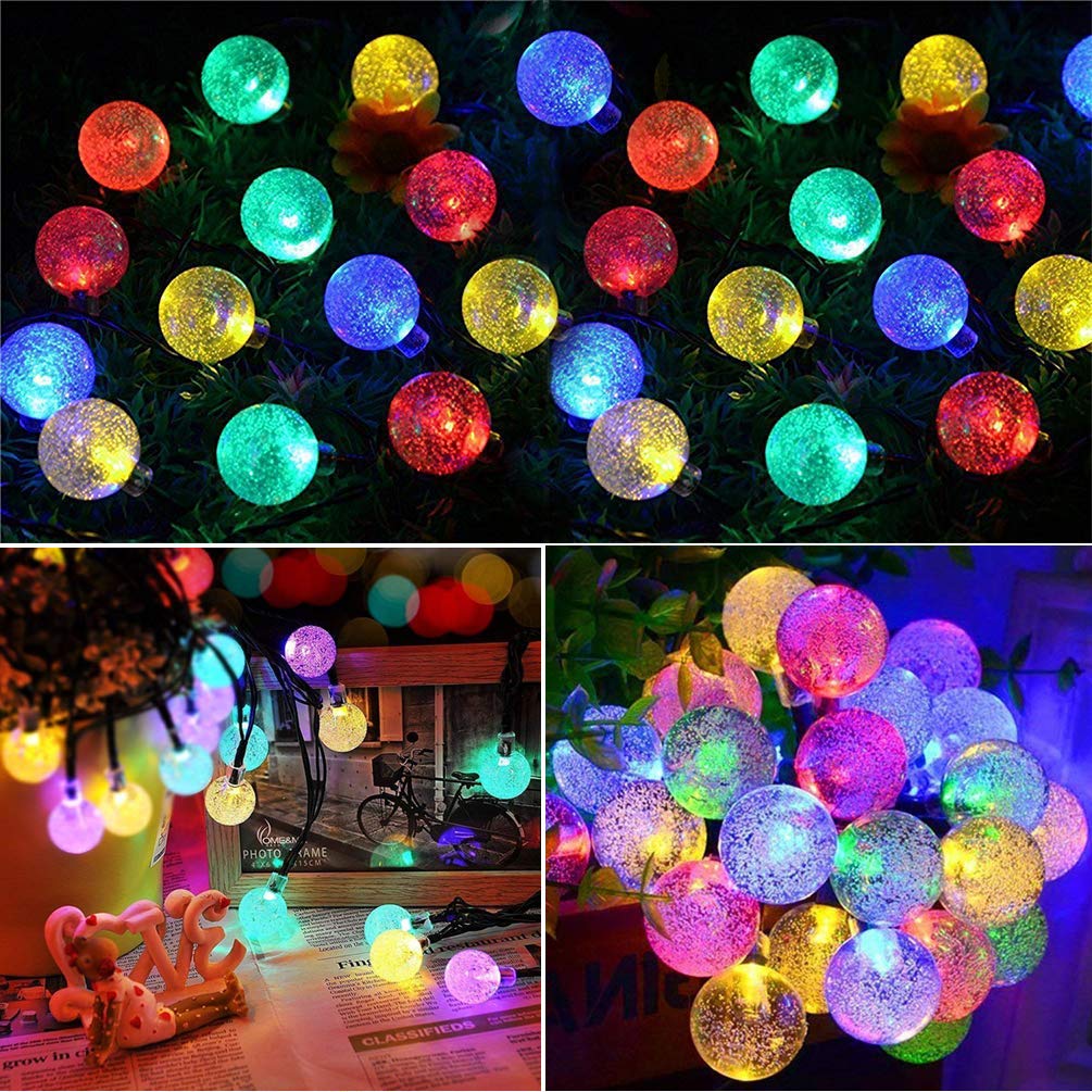 Lezonic Solar Fairy Lights Outdoor Waterproof, 50LED Solar Garden Lights, 8 Mode 7M/23Ft Indoor/Outdoor String Lights for Garden Patio Yard Home Christmas Parties Wedding(Multi-Coloured)