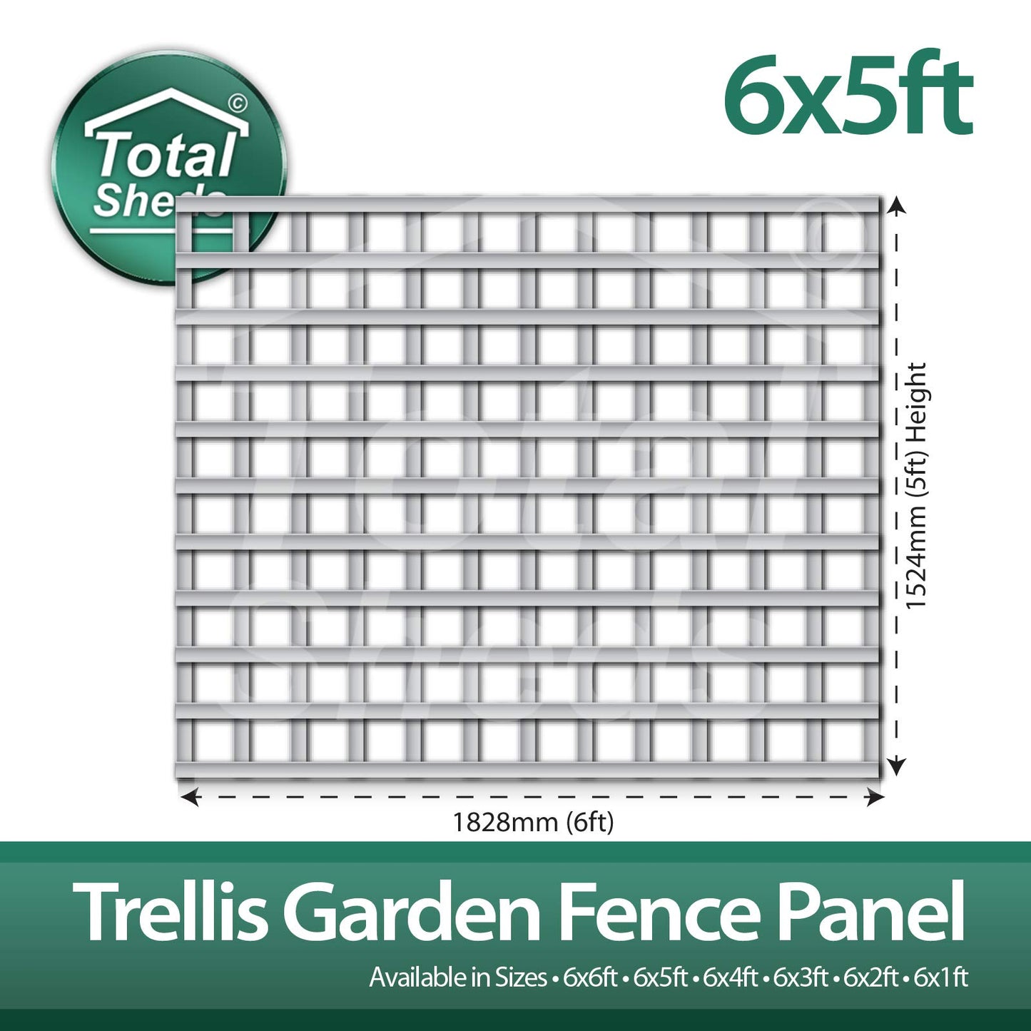 Total Sheds 6x5 (1.83m x 1.52m) 6ft x 5ft Wooden Square Trellis Fence Panels