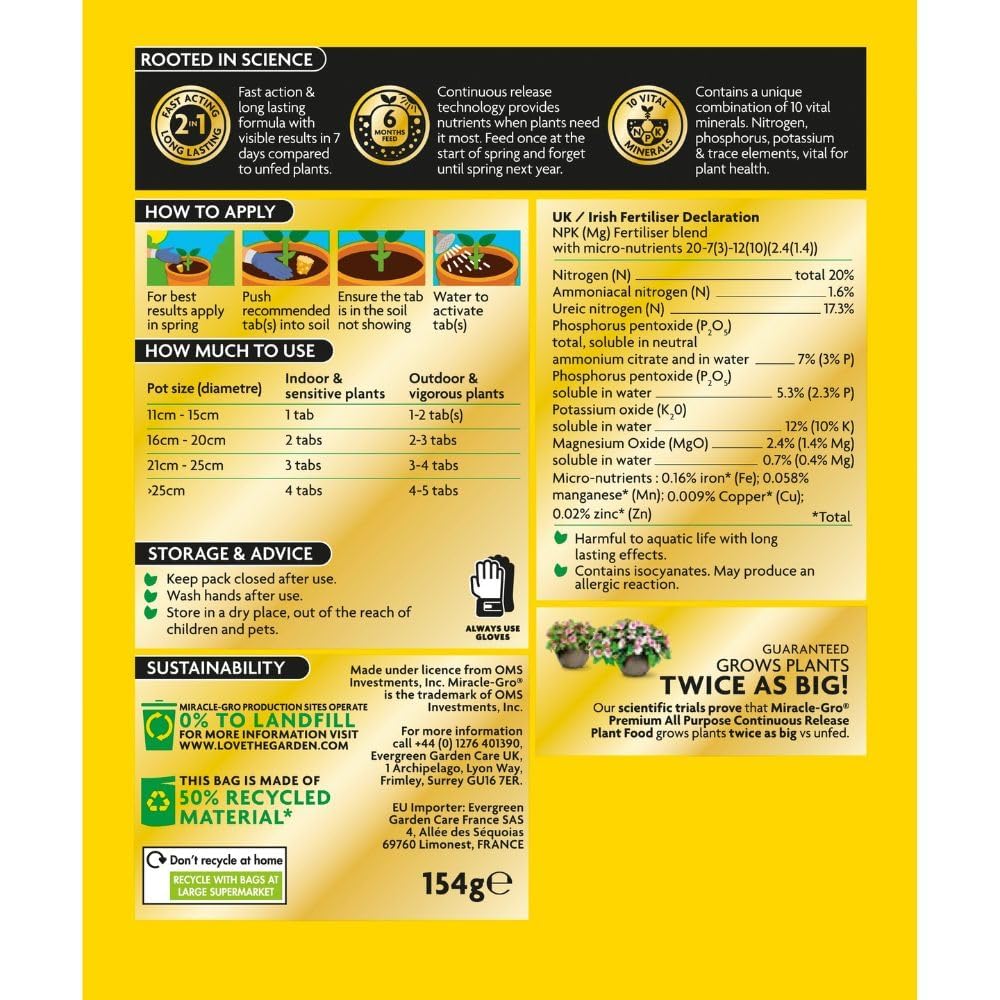 Miracle-Gro All Purpose Continuous Release Plant Food Tablets - Pack 35