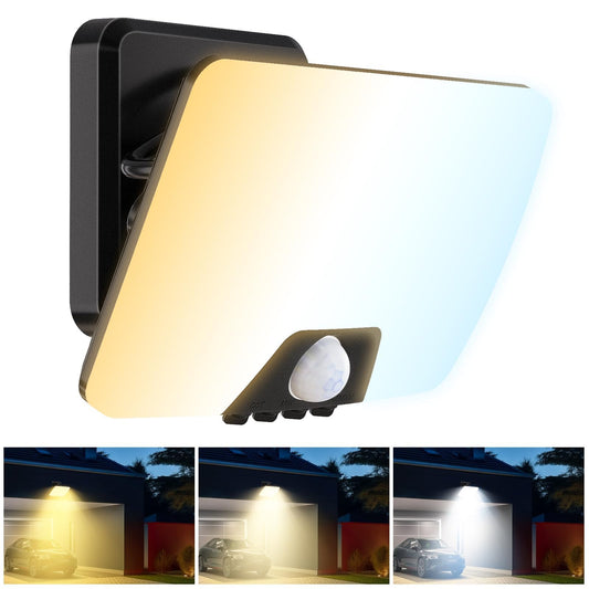 vighep Security Lights Outdoor Motion Sensor, 24W Pir Lights Mains Powered 3000K-6500K Warm Neutral Cool White, LED Spotlight with 3 Light Modes, IP65 Waterproof Floodlight for Garage Garden Yard