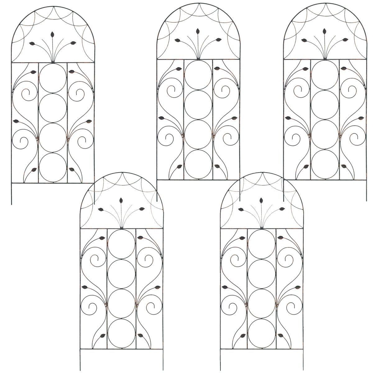 Selections Pack of 5 x Leaf Design Metal Garden Trellis (120 x 50 Centimeter)