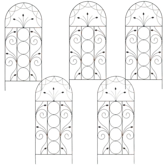 Selections Pack of 5 x Leaf Design Metal Garden Trellis (120 x 50 Centimeter)