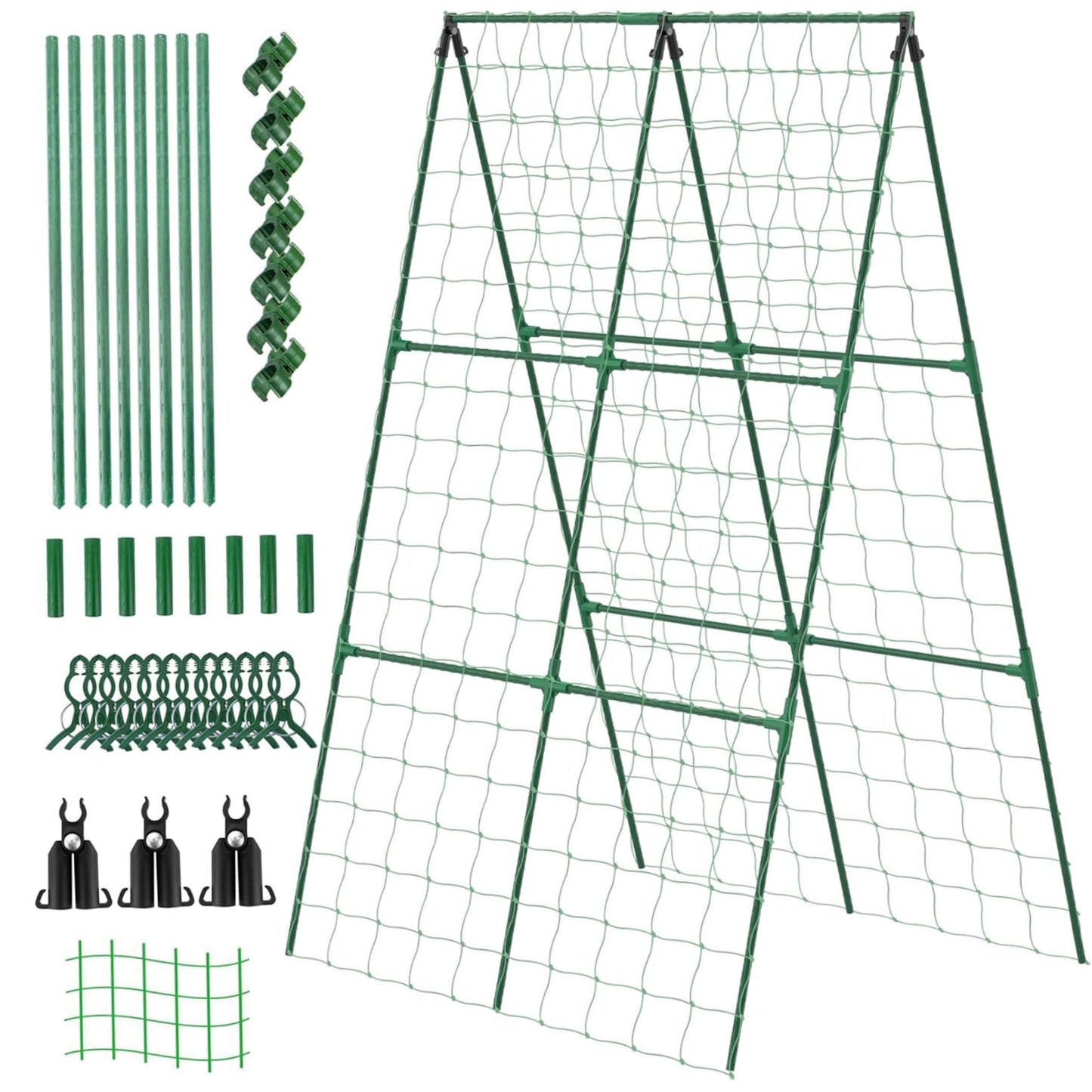 1 Set Cucumber Trellis for Raised Bed 48x48" Raised Bed Trellis Metal Garden Trellis Foldable A Frame Trellis Detachable Plant Support Trellis for Climbing Plants Tomato, Squash, Vegetable