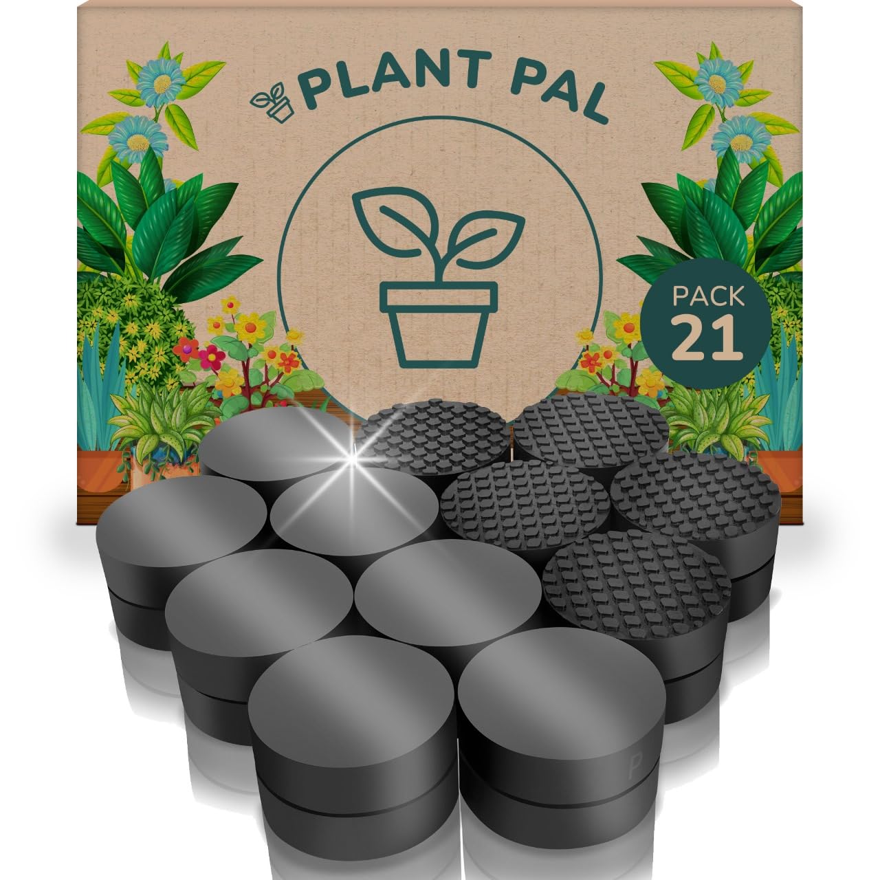 Plant Pal Invisible Pot Feet, Solid Rubber Plant Stands for Outdoor Pots, Risers for Plants and Flowers, Non-Slip Surface Grip, Lifters for Patios, Decks, Gardens and Floors