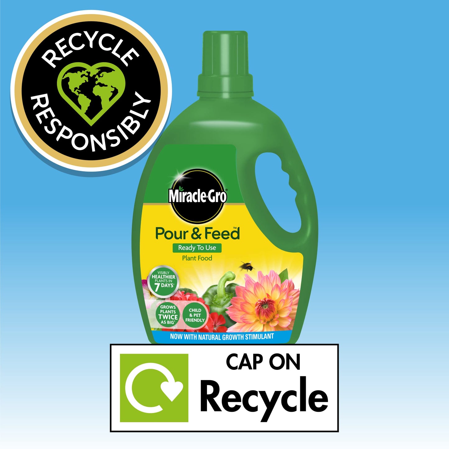 Miracle-Gro Pour & Feed Ready to Use Liquid Plant Food, 3 Litre