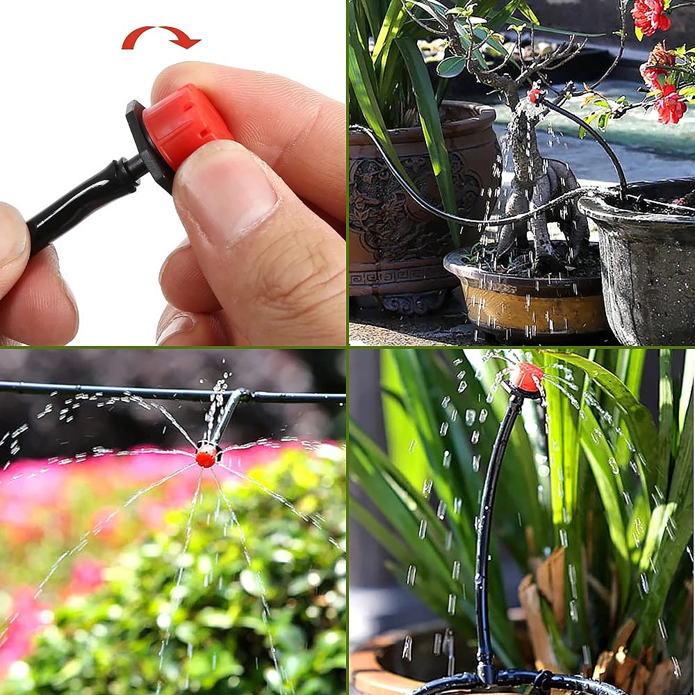 Quate 158 PCS Irrigation System Kit, 40M Micro Drip Watering System with Adjustable Nozzle Sprinkler Sprayer and Dripper Automatic for Greenhouse, Lawn, Patio, Landscape, Flower Bed, Terrace Plants