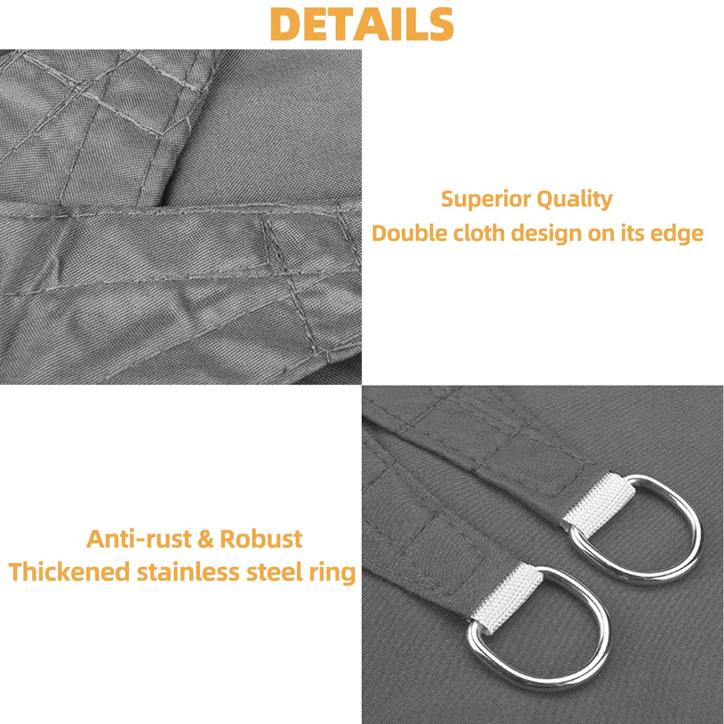 HOMPER 2x3M Sun Shade Sail Waterproof Rectangle(Grey), 95% UV Block Garden Sunscreen Awning Canopy with Free Rope, Breathable Patio Sail pergola for Outdoor Party