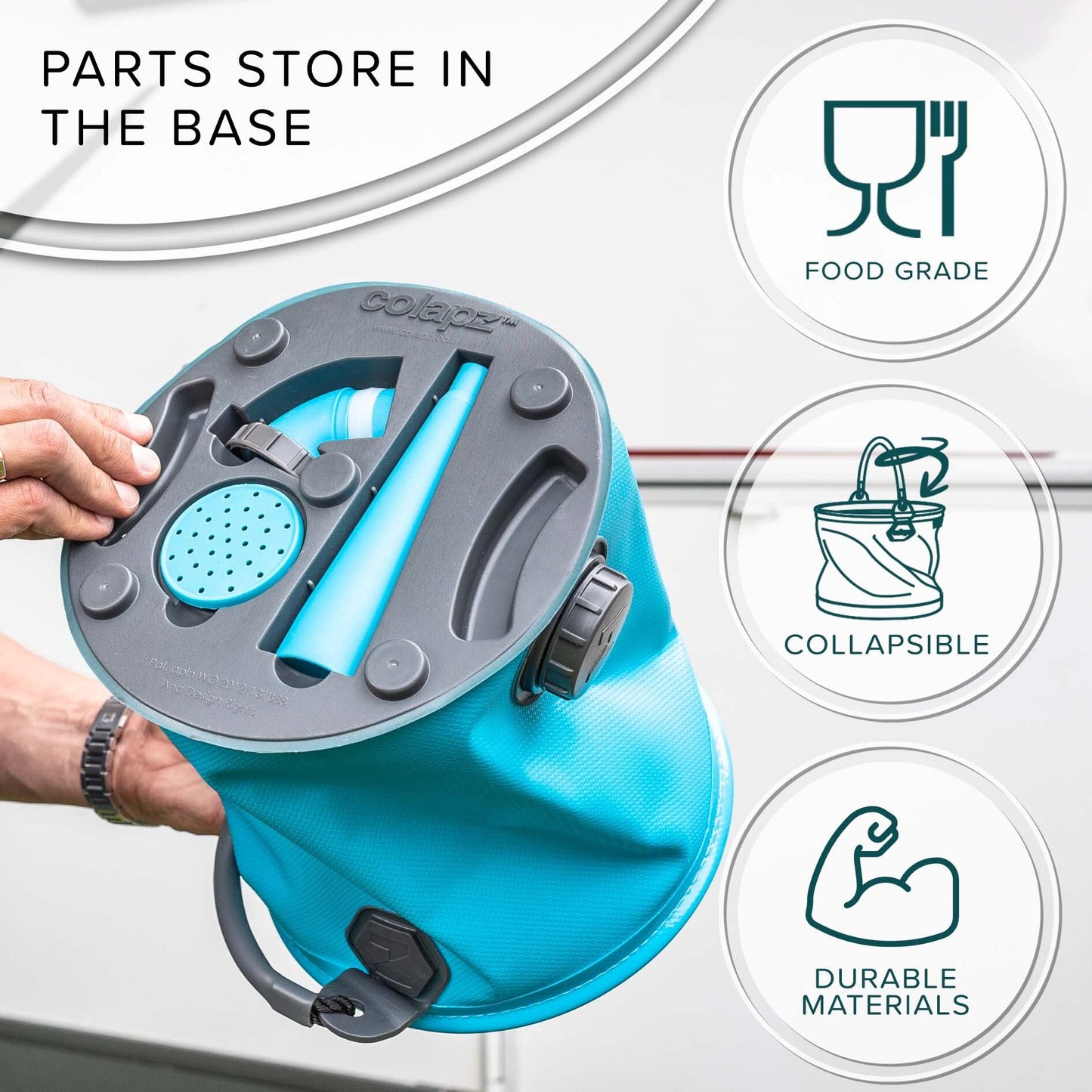 Colapz 7L Premium Collapsible Outdoor Watering Can - Convertible to 9L Collapsible Bucket - Top Up Water Tanks with Ease - BPA Free Portable Caravan & Motorhome Accessories Collapsible Watering Can UK