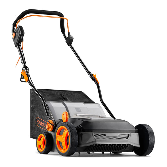 VonHaus Lawn Scarifier/Aerator/Rake Electric 1600W – for Dethatching/Raking Grass of Thatch, Moss, Dead Leaves and Aerates Soil – 45L Collection Box, 10m Cable, 6 Cutting Heights, 37cm Working Width