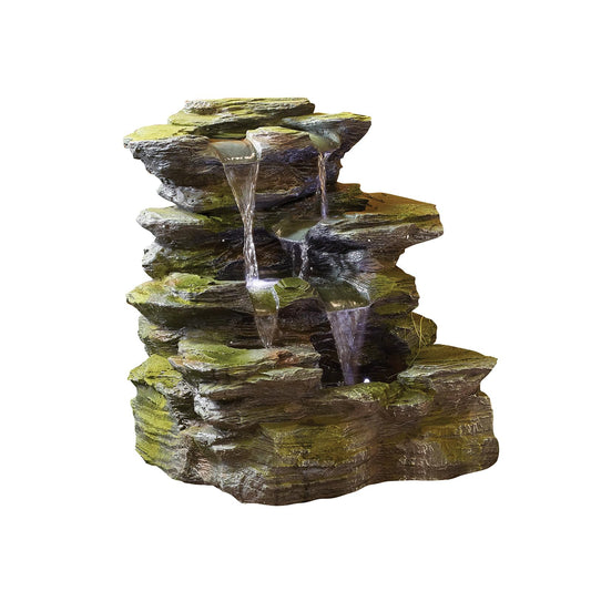 Easy Fountain Como Springs Water Feature inc LED Lights, Resin, Natural, One Size