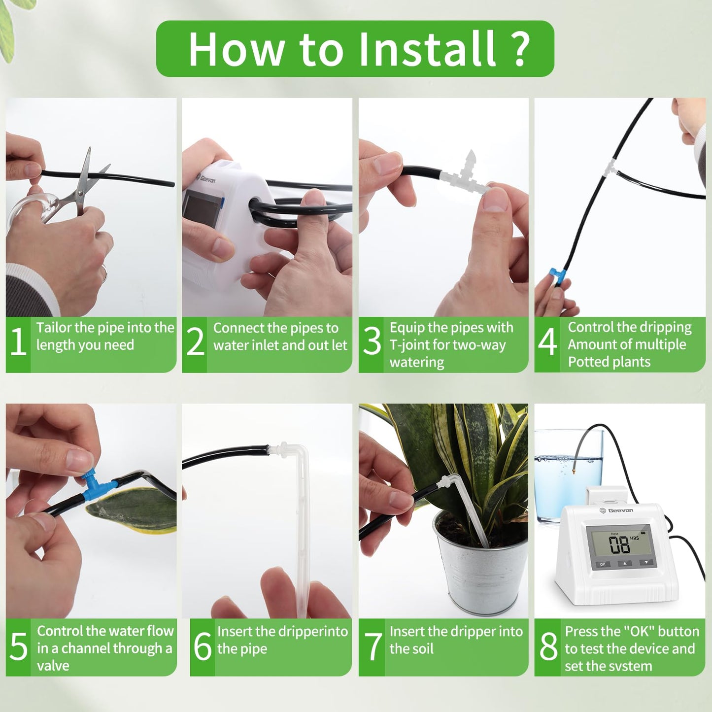 Geevon Automatic Watering System, Garden Watering System Automatic Plant Waterer Drip Irrigation System Plant Watering Devices Irrigation System Kit,White