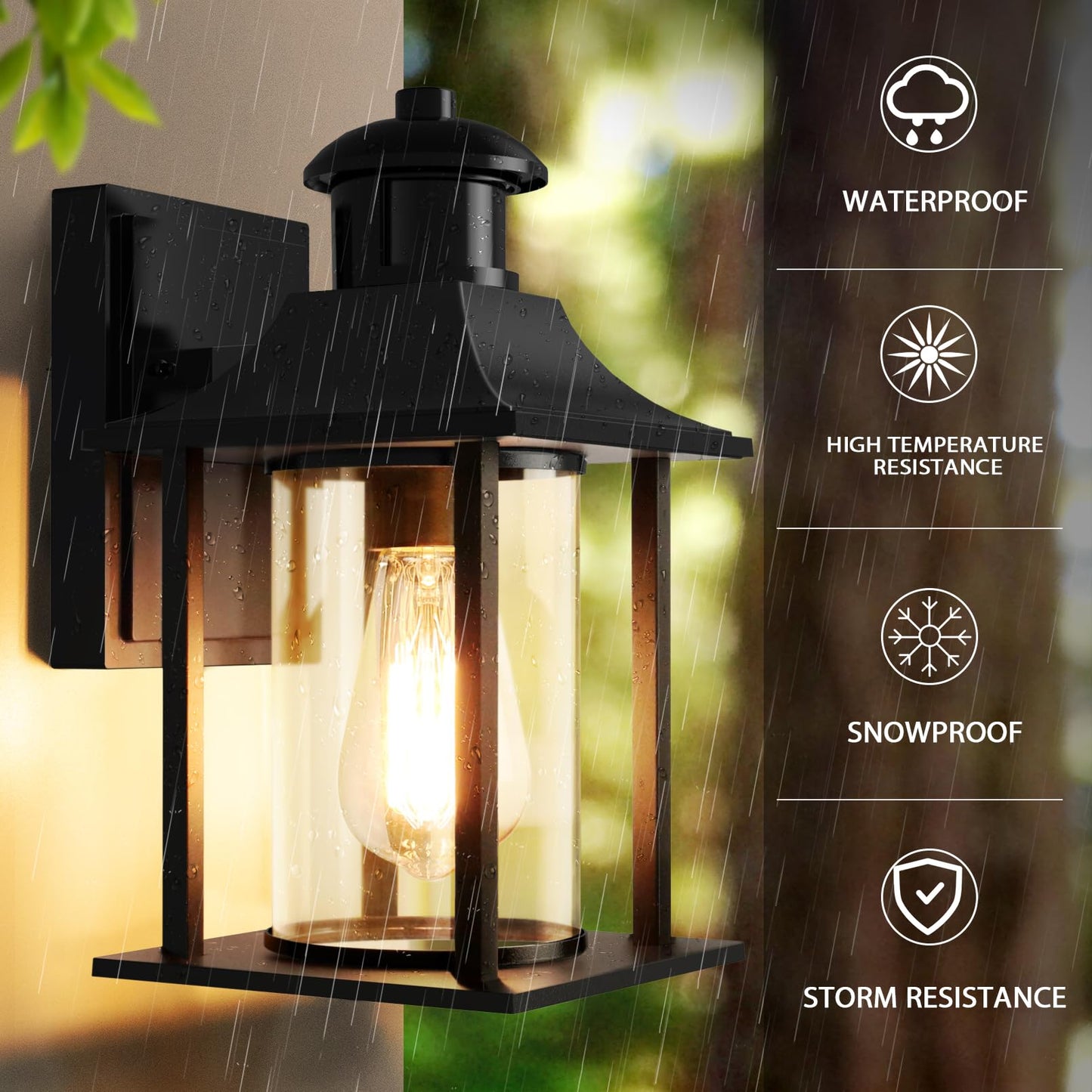 Lamomo Outdoor Wall Light,Motion Sensor Light Outdoor with Bulb,Waterproof Aluminum Security Light Sensor Wall Lantern Black Anti-Rust Outside Wall Sconce for Garden Doorway