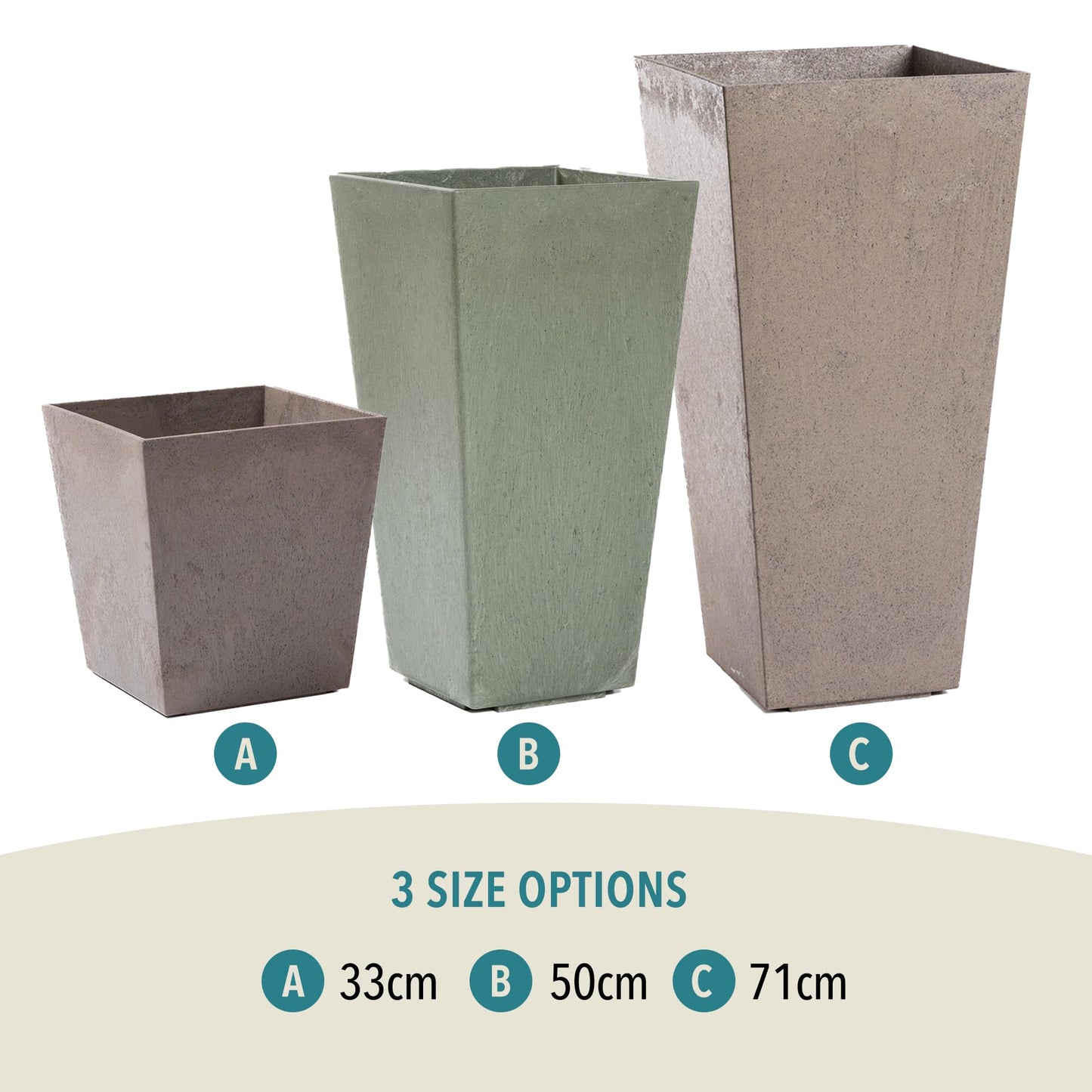 Rugs and More Recycled Rubber Tyre Planters With Self-Watering Reservoir - Weather-Resistant, Unbreakable & Eco-Friendly Plant Pots For Indoor & Outdoor Use (50cm - Oak)