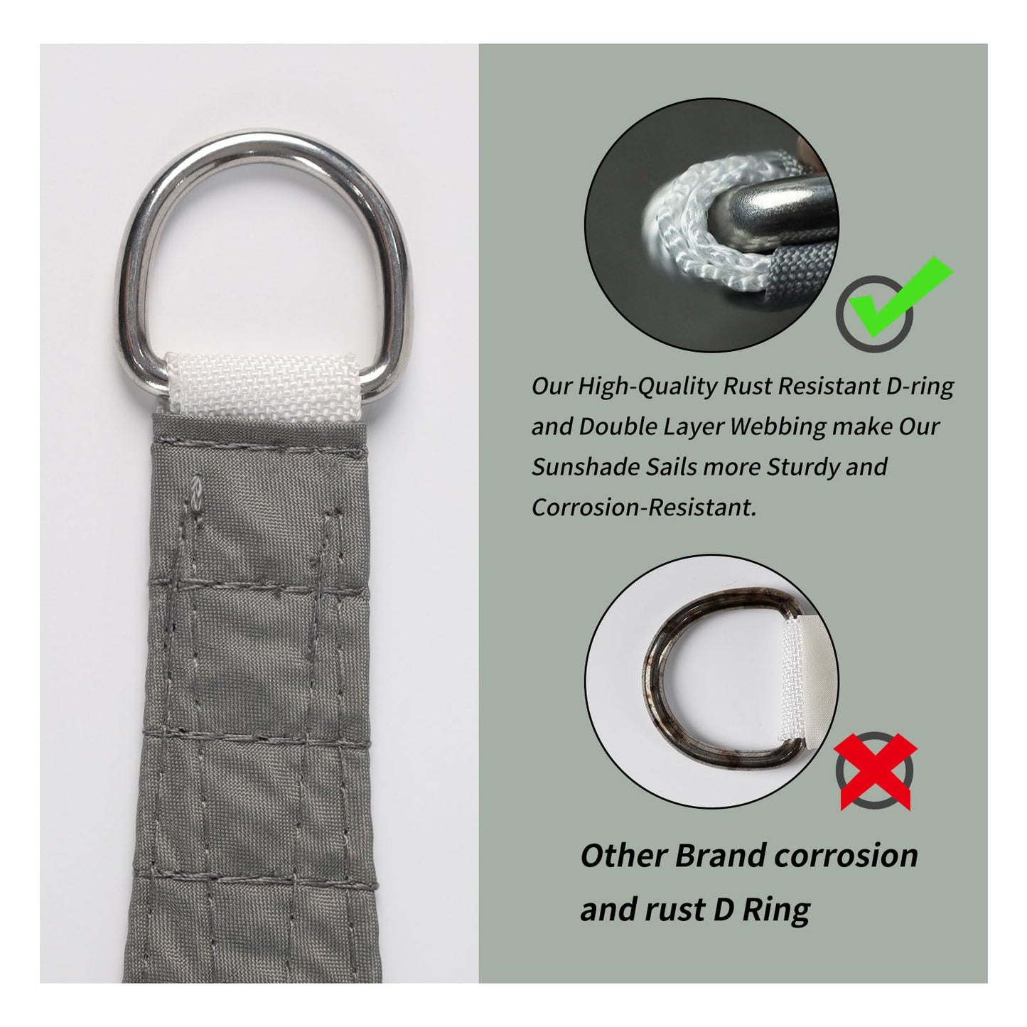 PATIO PLUS Sun Shade Sail 2 * 3m Rectangle, 300D Oxford Fabric Garden Sail PU Coating UV Block, Patio Canopy Durable for Outdoor Yard Lawn Pool Backyard Gray