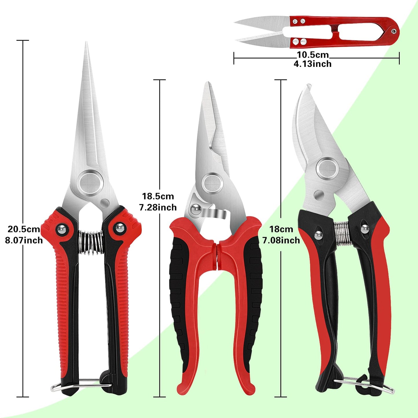 Chilymes Garden Secateurs, 5PCS Pruning Shears Set, Stainless Steel Sharp Blade, Professional Gardening Pruning Hand Tools Scissors Kit with Storage Bag