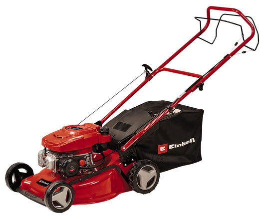 Einhell Self-Propelled Petrol Lawn Mower - 46cm Cutting Width, 4-Stroke Engine, 50 L Grass Box, 9 Cutting Height Levels - GC-PM 46/5 S Powerful Cordless Lawnmower For Large Gardens Up To 1400m²