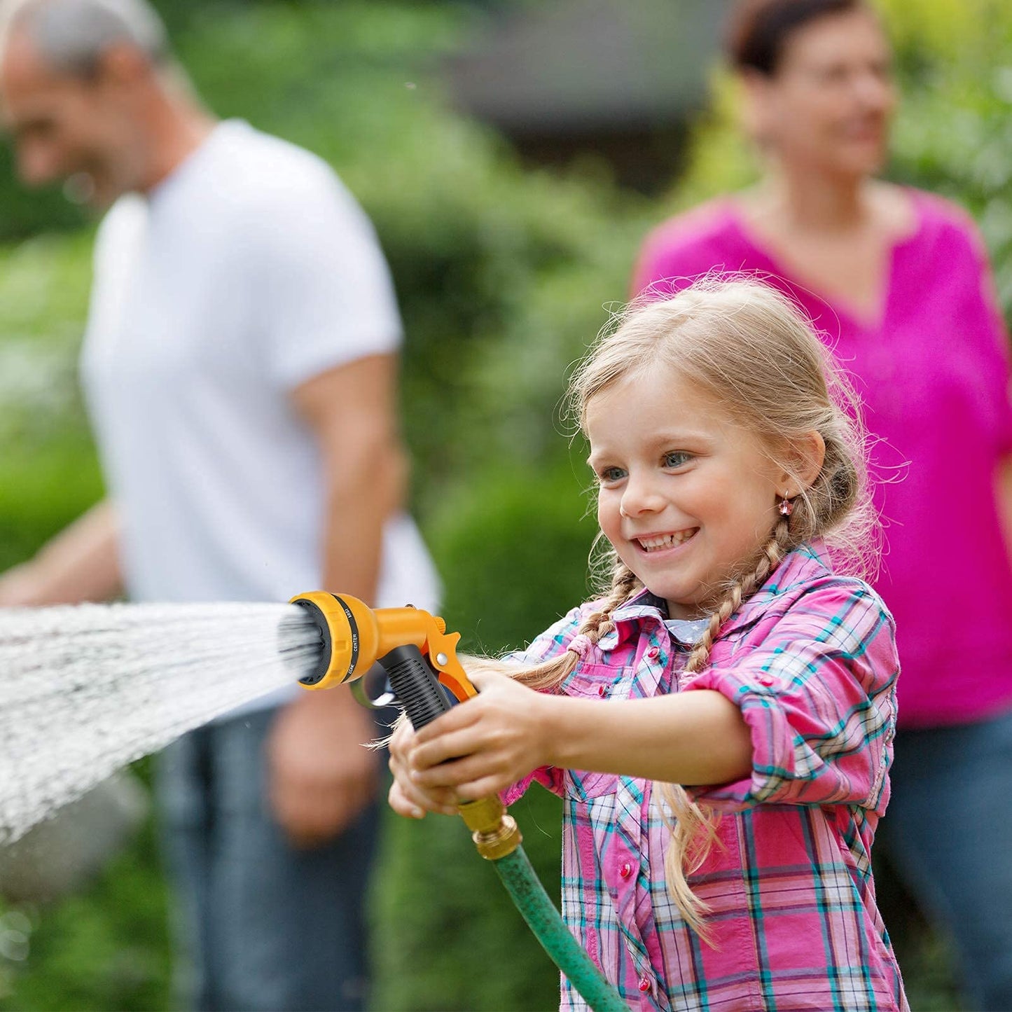 Garden Hose Pipe Spray Gun,10 Adjustable Patterns Hose Nozzle, High-Pressure Anti-Slip Water Gun for Plants & Lawns Watering, Car & Bike Washing and Pets Bathing