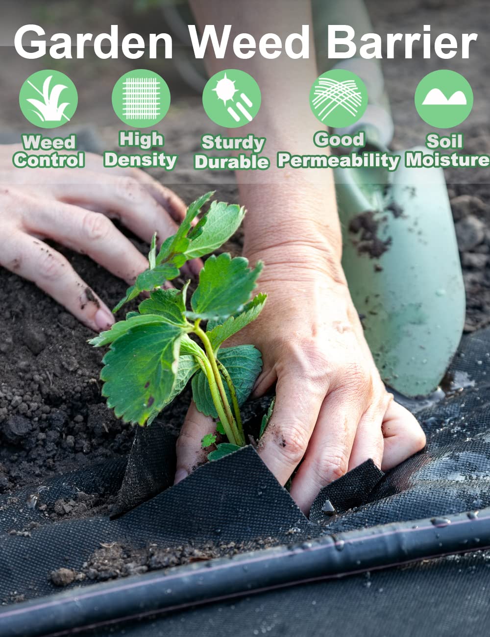 wohohoho 6.6ft x 33ft Weed Control Membrane, 2m x 10m Garden Weed Membrane Heavy Duty Landscape Weed Control Fabric, 3.2oz Weed Suppressant Membrane for Patios, Garden, Flower beds, Pond