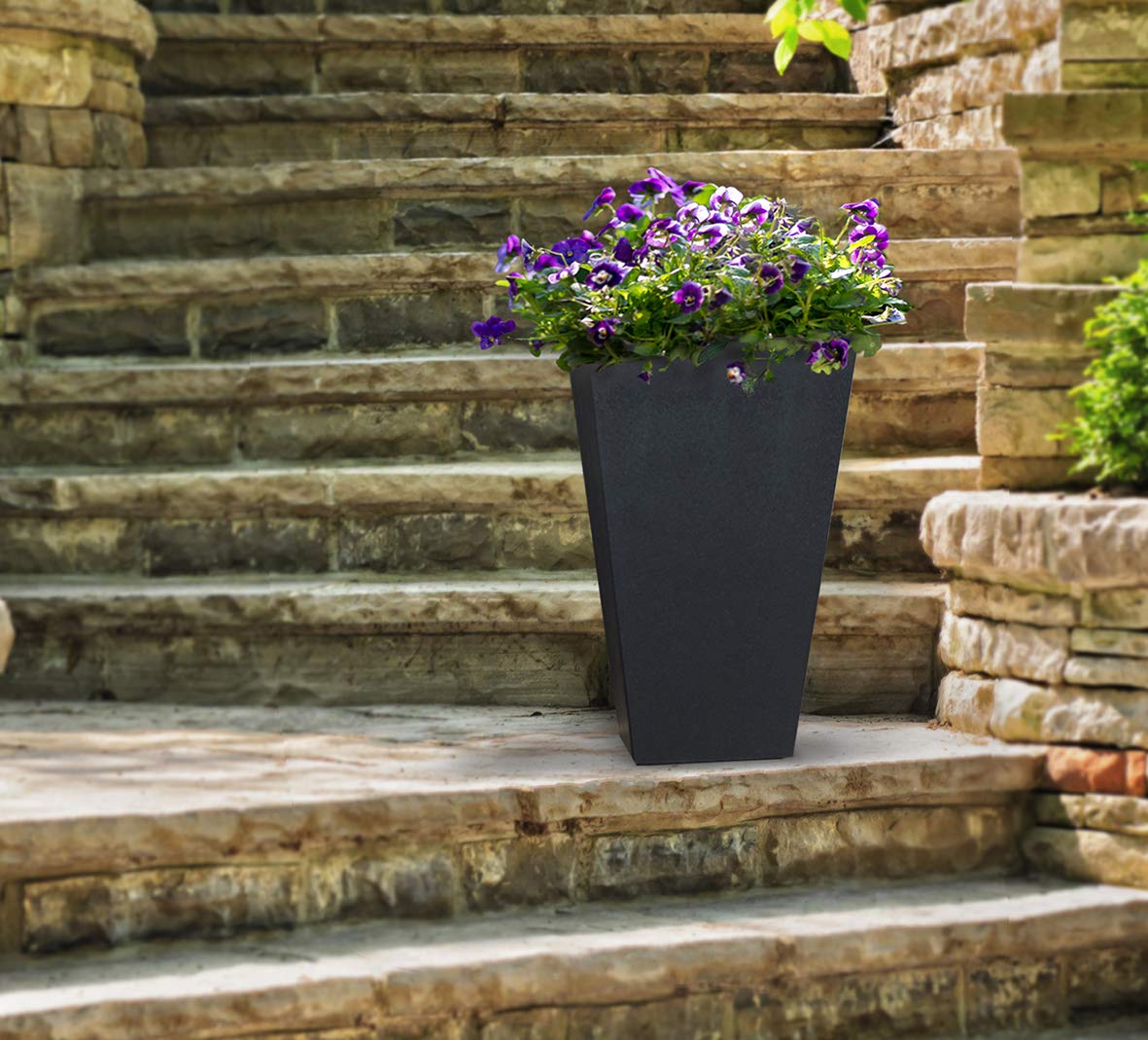 ECO GARDEN Recyled Rubber Plant Pot, Slate, 50cm