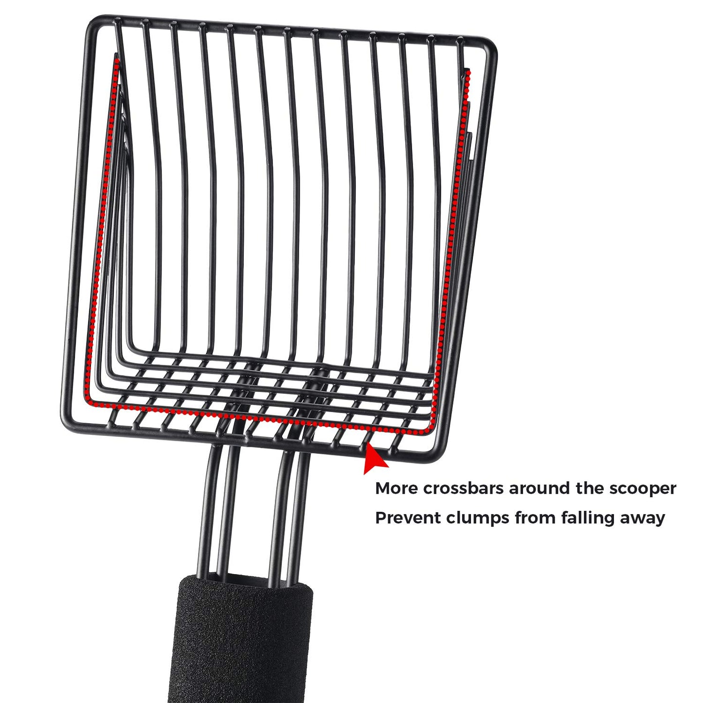 BasicForm Metal Cat Litter Scoop - Fast Sifting Deep Shovel with Comfy Handle, Designed for Multi-Cat Owners