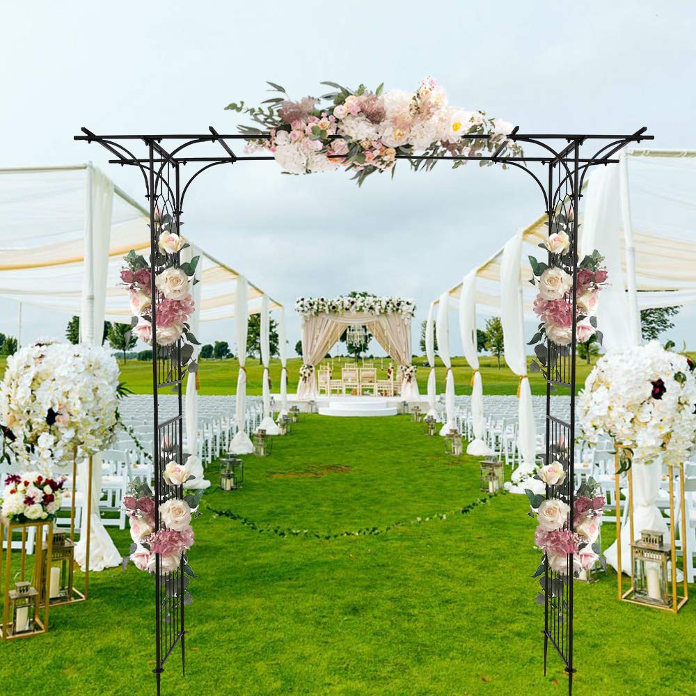 Bonnlo Metal Garden Arch for Climbing Plants, Heavy Duty Durable Iron Trellis Garden Decorations Archway Outdoor for Patio Lawn Wedding Party