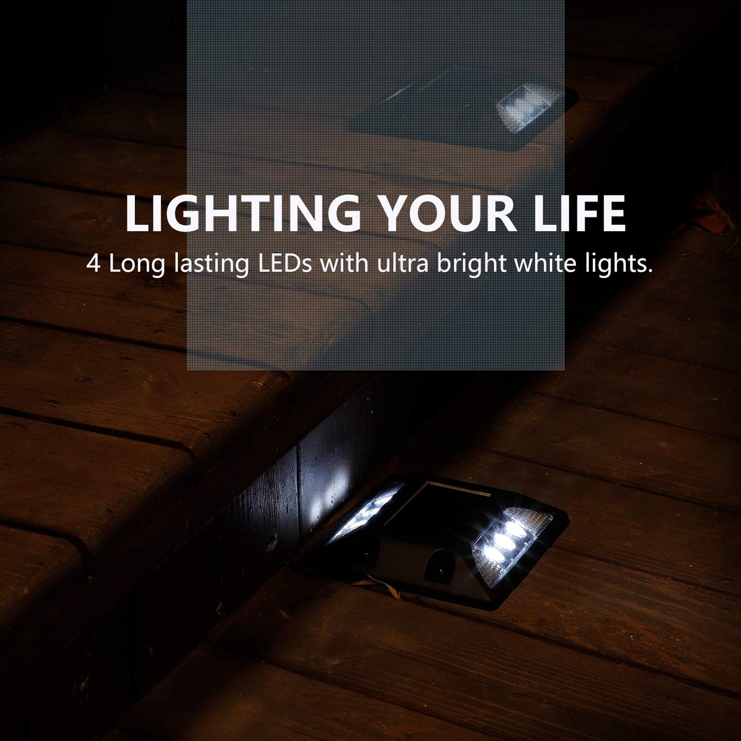 KMASHI Solar Deck Lights Outdoor, Driveway Dock LED Lights,Solar Powered Waterproof Road Markers for Step Sidewalk Stair Garden Ground Pathway Yard （4pack