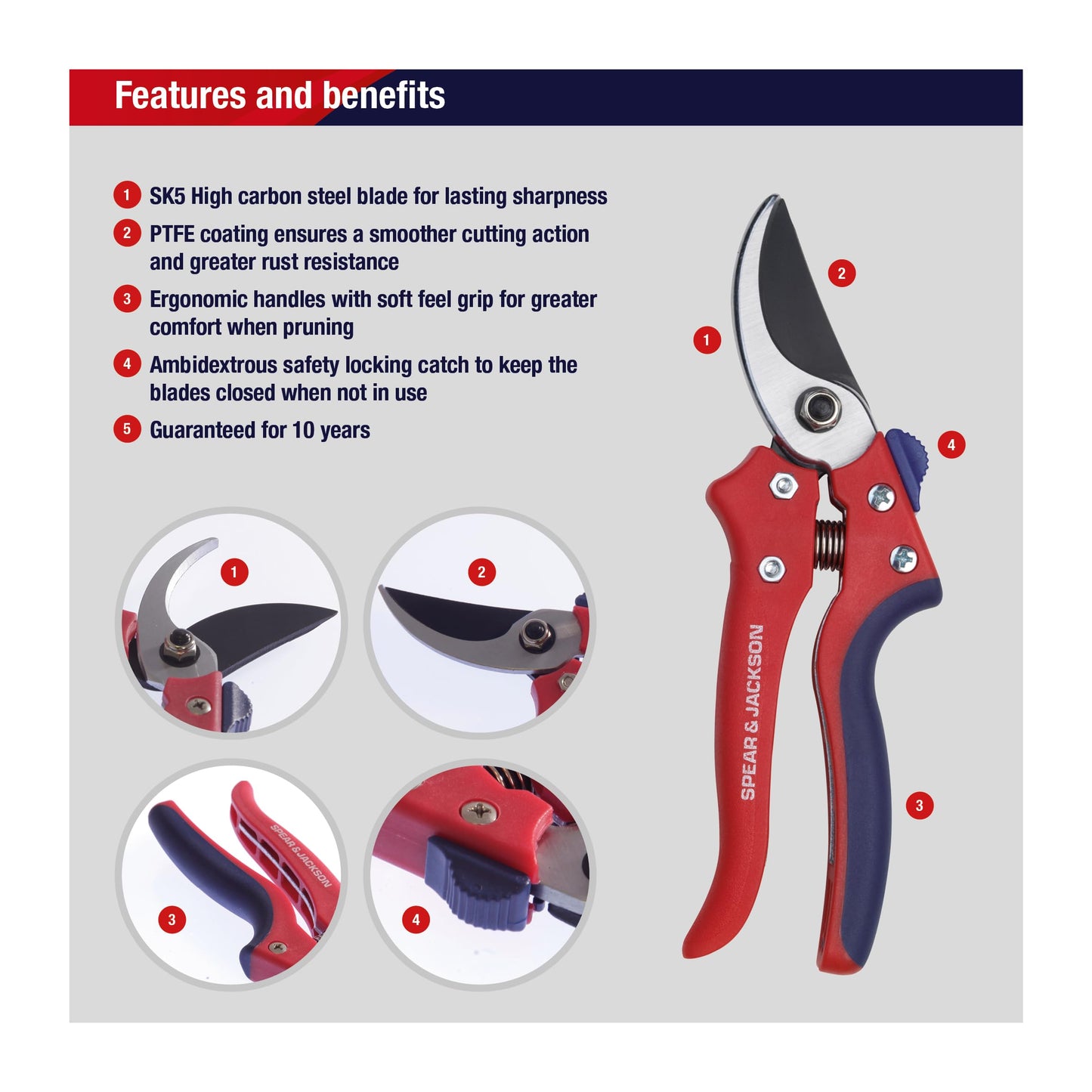 Spear & Jackson 7159BS Razorsharp Advantage Bypass Secateurs