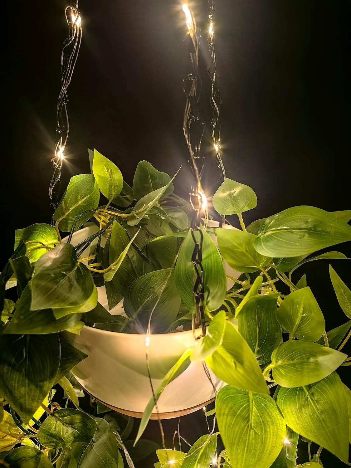 2 Pack Hanging Planters for Indoor Plants with LED Lights, Watering Hanging Pots Hanging Baskets Hanging Flower Pots with Drainage Holes & Removable Tray Outdoor Hanging Plants for Boho Home Window