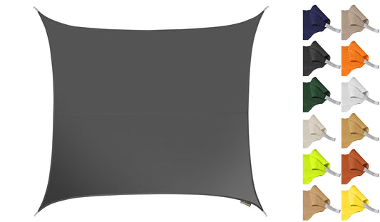 Kookaburra 3m Square Water Resistant Garden Patio Sun Shade Sail Canopy 96.5% UV Block with Free Rope (Charcoal)