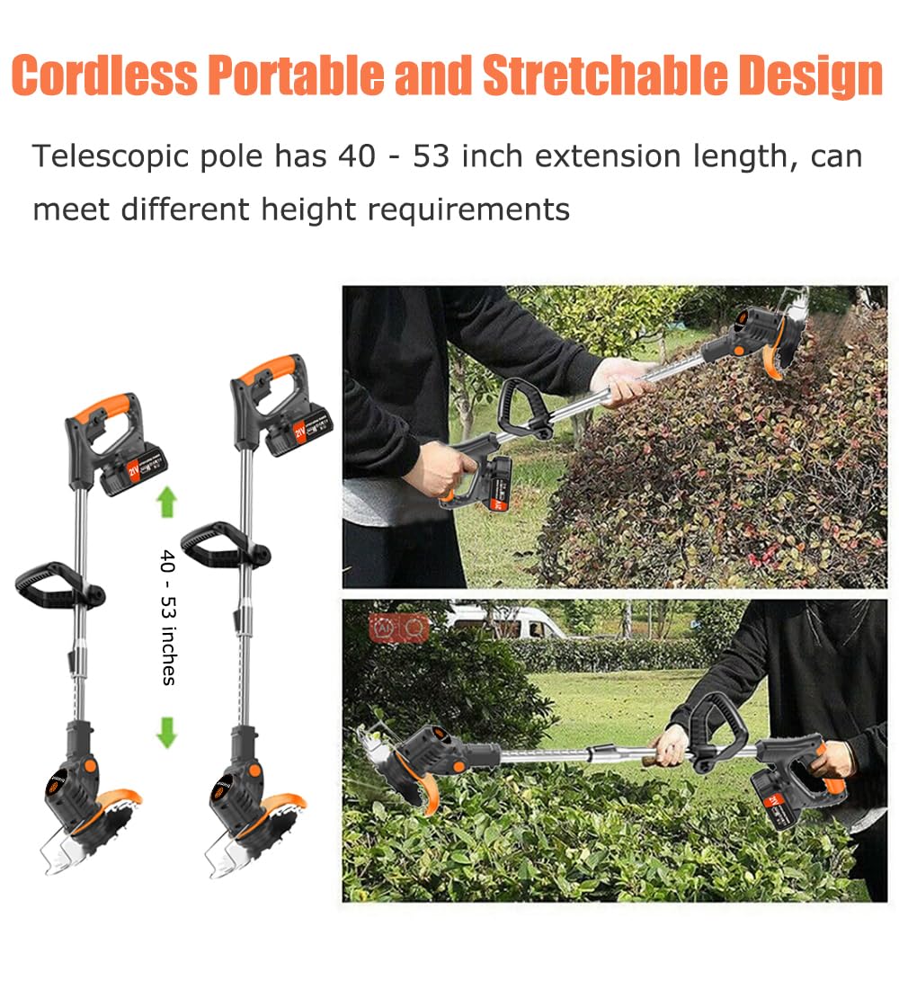 21V Cordless Strimmer Erzneaoch Grass Trimmer with 11,000 RPM and 750W Motor Garden Strimmer Cordless with 2 Batteries 4.0Ah is the Perfect Partner for all Your Garden and Lawn Care Needs