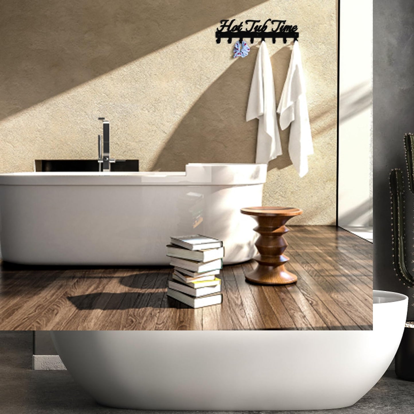 IBosins Towel Rack for Hot Tub Bathroom Towel Holder with 8 Hooks Towel Hanger Wall Mounted for Robes, Clothes, Towels - Hot Tub Accessories Outdoor